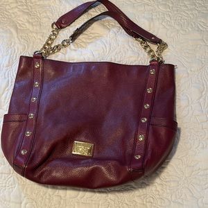 Michael Kors Burgundy Leather Hobo Bag
